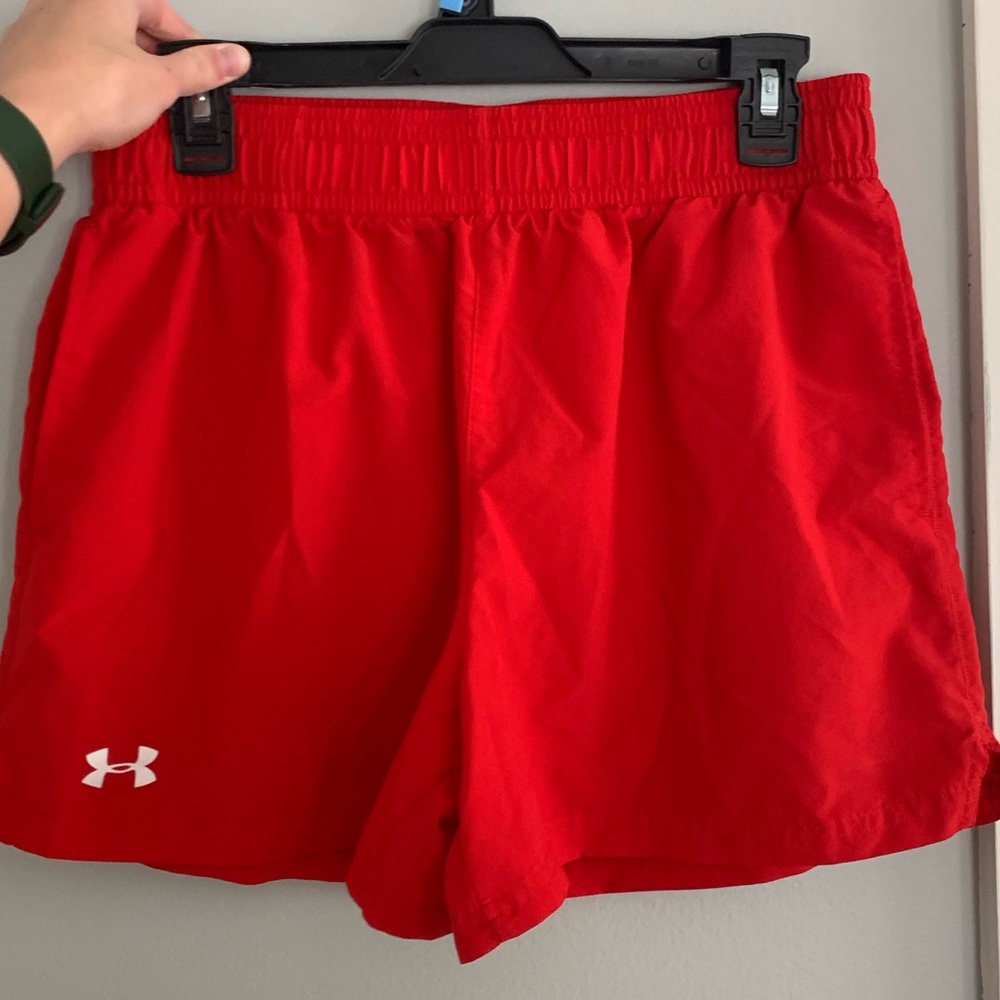 red under armour running shorts